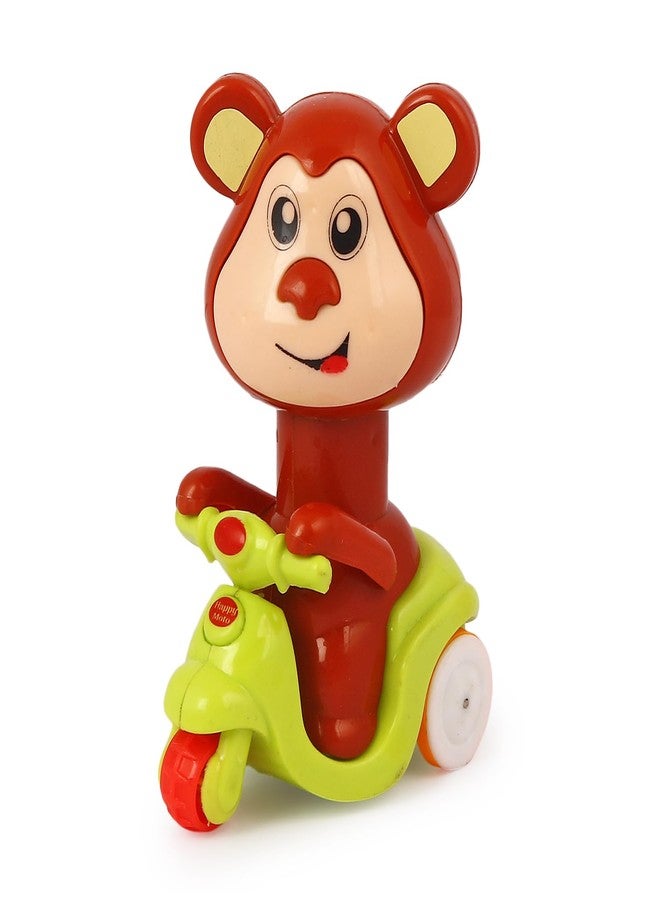 Asian Portable Plastic Monkey Press N Go Friction Scooter Toy | Cute Monkey Animal Vehicle for Kids | Press & Go Action Baby Toy for Toddlers 6 Months to 5 Years | Durable Push Car Toy - Image 1